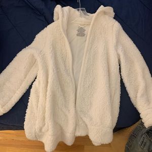 White Sherpa Zip Up